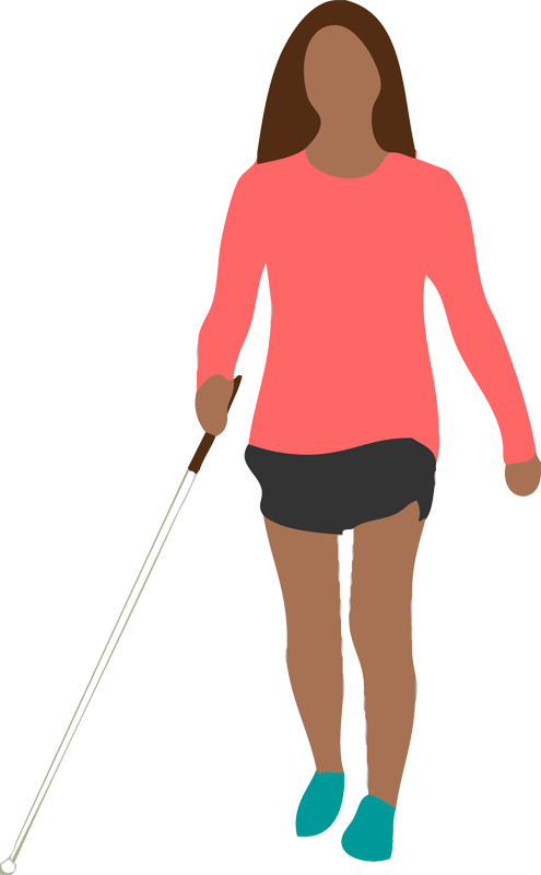 Blind woman with white cane